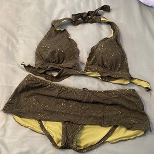 Army green halter bikini